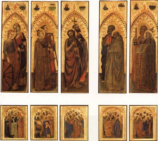 GIOVANNI DA MILANO The Ognissanti Polyptych:SS.Catherine and Lucy,Stephen and Laurence,john the Baptist and Luke,Peter and Benedict,james the Greater and Gregory China oil painting art